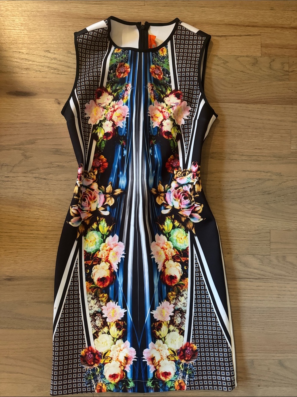 Clover Canyon Black Multi Floral Sleeveless Mini Dress